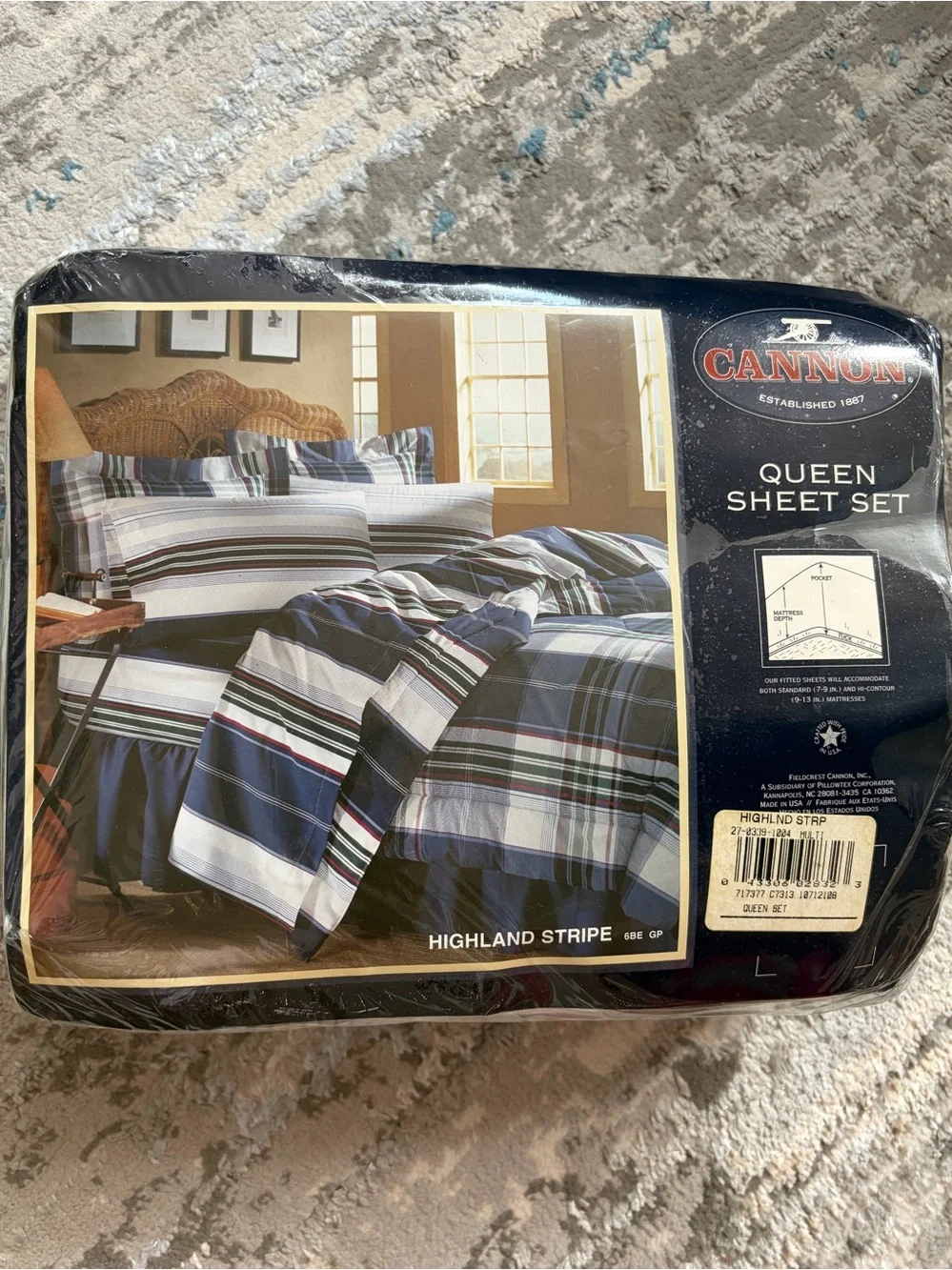 Canon Navy, White, Green and Red Striped Bedding Set